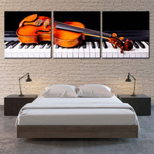 Load image into Gallery viewer, Piano  Music  Canvas  Print  Black  Musical  Instruments  Canvas  Set  Orange  Violin  Bedroom  3  Piece  Canvas  Wall  Art In Bedroom
