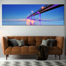 Load image into Gallery viewer, Pier  Sea  Canvas  Wall  Art  Purple  New  Brighton  Pier  Living  Room  Panoramic  Canvas  Print  Blue  Sky  Christchurch  City  Seascape  Wide  Canvas For Living Room
