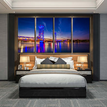 Load image into Gallery viewer, Piscataqua River Bridge New Hampshire At Night 4 piece wall decor For Your Bedroom
