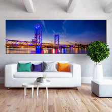 Load image into Gallery viewer, Piscataqua  River  Bridge  New  Hampshire  at  night  panoramic  canvas  print For Living Room
