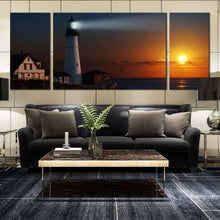 Load image into Gallery viewer, Portland Cliff Beach and Lighthouse at Sunset canvas home decor For Living Room
