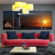 Load image into Gallery viewer, Portland Cliff Beach and Lighthouse ocean canvas prints In Bedroom

