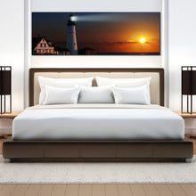 Load image into Gallery viewer, Portland  Cliff  Lighthouse  Island  at  Dawn  panoramic  artwork For Bedroom
