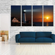 Load image into Gallery viewer, Portland Cliff Lighthouse on the Island 4 Panel artwork In Your Living room
