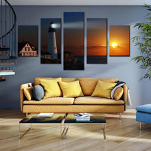 Load image into Gallery viewer, Portland  Cliff  Lighthouse  sunset  5  piece  canvas  home  decor In Living room
