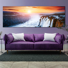 Load image into Gallery viewer, Rapid  flow  of  water  sunset  1  piece  canvas  print In Living Room
