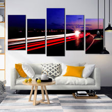 Load image into Gallery viewer, Red and white car lights trails artwork In Living Room
