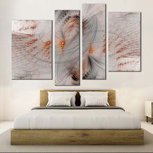 Load image into Gallery viewer, Rendering Abstract Canvas Wall Art Orange Abstract Fractal Canvas Print White 3D Abstract Illustration 4 Piece Canvas Artwork
