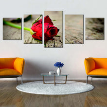 Load image into Gallery viewer, Romantic Flower Canvas WallArt Red Rose Floral Canvas Print Rose Brown Blurred Background 5 Piece Multiple Canvas For Living room
