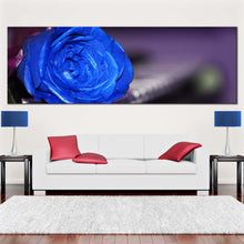 Load image into Gallery viewer, Romantic Piano Canvas Print  Blue Flower 1 Piece Canvas WallArt Roseand Piano Canvas Artwork In Living Room
