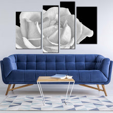 Load image into Gallery viewer, Rose Blossom Canvas Wall Art Black and White Flowers 4 Piece Canvas Print Still Life Floral Close Up Multi Canvas Artwork
