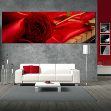 Load image into Gallery viewer, Rose Floral Canvas Print Flower with Red Cloth 1 Piece Canvas WallArt  Beautiful Rose Piano Canvas Print For Living Room
