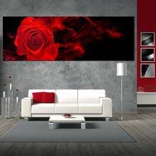 Load image into Gallery viewer, Rose Floral Canvas WallArt  Black Background Abstract Rose 1 Piece Canvas Print  Red Rose Flower Canvas Artwork For Living Room

