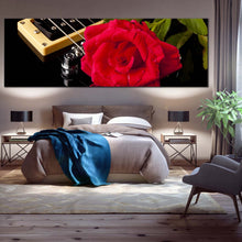 Load image into Gallery viewer, Rose Floral Canvas Wall Art Fresh Red Roses Art Brown Background Flowers 1 Piece Canvas Print In Bedroom
