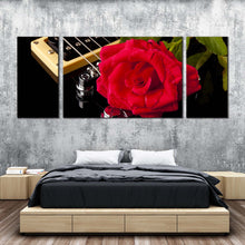 Load image into Gallery viewer, Rose Floral Canvas WallArt Fresh Red Rosses Multi Canvas Brown Background Flowers 3 Piece Canvas Print For Bedroom
