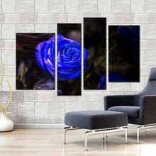 Load image into Gallery viewer, Beautiful Floral Canvas Print Isolated Blue Rose 4 Piece Canvas Set Beautiful Floral Canvas Print
