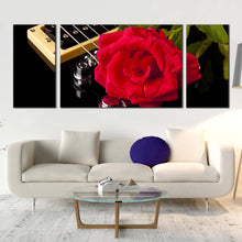 Load image into Gallery viewer, Rose Flower Canvas WallArt Brown Background Floral 3 Piece Canvas Print Red Rosses Multiple Canvas In Living Room
