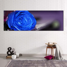 Load image into Gallery viewer, Rose Flower Canvas WallArt Musicand Blue Flower 1 Piece Canvas Print  Romantic Piano Canvas For Living Room
