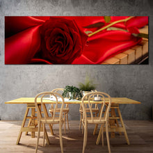 Load image into Gallery viewer, Rose Flower Canvas WallArt Red Rose on Instrument 1 Piece Canvas Print Beautiful Floral Canvas Artwork In Dinning Room
