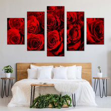 Load image into Gallery viewer, Rose Flowers Canvas Wall Art Abstract Roses 5 Piece Multiple Canvas Red Roses Canvas Print For Bedroom
