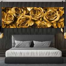 Load image into Gallery viewer, Rose Flowers Canvas WallArt  Yellow Roses Close Up 1 Piece Canvas  Golden Floral Canvas Print For Bedroom
