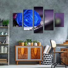 Load image into Gallery viewer, Rose Instrument Canvas Wall Art Romantic Piano 5 Piece Canvas Print Blue Rose Flowers Multi Canvas Artwork
