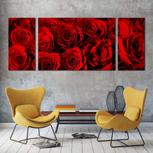 Load image into Gallery viewer, Roses Bouquet Canvas Wall Art Rose Flowers 3 Piece Multi Canvas Artwork Abstract Roses Canvas Print For Living Room
