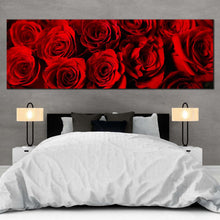 Load image into Gallery viewer, Rosses Romance Canvas WallArt  Red Rose Bouquet 1 Piece Canvas Print  Rose Flowers Wide Canvas For Bedroom
