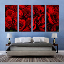 Load image into Gallery viewer, Roses Romance Canvas Wall Art Red Rose Bouquet 4 Piece Canvas Print Rose Flowers Canvas Set For Your Bedroom
