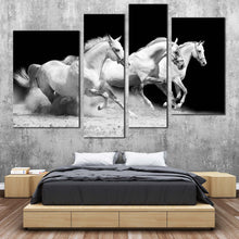 Load image into Gallery viewer, Running Horses Canvas Wall Art White Grey Galloping Horses 4 Piece Multiple Canvas Herd Of Horses Canvas Print
