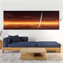 Load image into Gallery viewer, Sailing  into  the  Light  Starry  Night  Panoramic  canvas  print For Living Room
