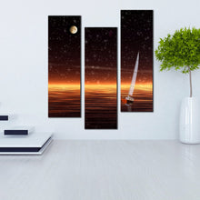 Load image into Gallery viewer, Sailing  into  the  Light  Starry  Night  Triptych  Wall  Art
