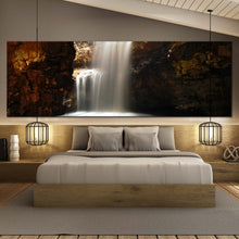 Load image into Gallery viewer, Scotland  Waterfall  Canvas  Wall  Art  Brown  Smoo  Cave  Waterfall  1  Piece  Wide  Canvas  White  Waterfall  Cave  Canvas  Print For Bedroom
