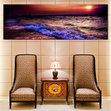 Load image into Gallery viewer, Sea  Waves  Canvas  Wall  Art  Blue  Purple  Ocean  Waves  Canvas  Print  Cloudy  Orange  Sunset  Ocean  Sky  Living  Room  1  Piece  Canvas For Living Room
