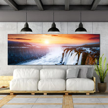 Load image into Gallery viewer, Selfoss  Cascade  Vatnajokull  National  Park  Waterfall  panoramic  wall  art For Living Room
