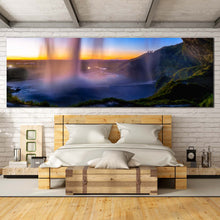 Load image into Gallery viewer, Seljalandsfoss  Sunset  Canvas  Print  Blue  Sky  Iceland  Waterfall  Bedroom  1  Piece  Canvas  Wall  Art For Bedroom
