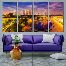 Load image into Gallery viewer, Singapore City Skyline At Night 4 piece wall art For Living room
