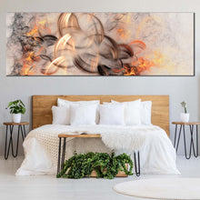 Load image into Gallery viewer, Smoke Texture Canvas Print  Embossed Fracta lAbstract Canvas Set  Orange White Fractal Abstract 1 Piece Canvas WallArt For Bedroom
