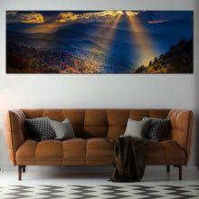 Load image into Gallery viewer, Smoky  Mountains  Canvas  Wall  Art  Yellow  Sunbeams  Mountains  Scenery  Canvas  Print  Beautiful  Blue  Landscape  Trees  Living  Room  1  Piece  Canvas For Living Room
