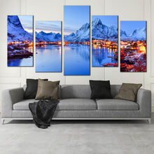 Load image into Gallery viewer, Snow Mountains Reinevagen Reine Lofoten Islands Norway multi panel canvas home art decor For Your Living Room
