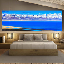 Load image into Gallery viewer, Snowy  Mountains  Canvas  Print  White  Capped  Mountains  Bedroom  1  Piece  Canvas  Wall  Art  Blue  Lake  in  Tibet  Canvas  Set For Bedroom
