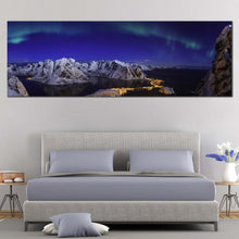 Load image into Gallery viewer, Snowy  Mountains  Canvas  Wall  Art  Blue  Northern  Lights  Canvas  Print  Aurora  Village  Seascape  Bedroom  1  Piece  Canvas For Bedroom
