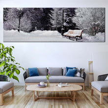 Load image into Gallery viewer, Snowy  Park  Canvas  Wall  Art  Grey  Winter  Forest  Scenery  Living  Room  1  Piece  Canvas  Print For Living Room
