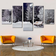 Load image into Gallery viewer, Snowy  Park  Canvas  Wall  Art  Grey  Winter  Forest  Scenery    5  Piece  Canvas  Set For Living room
