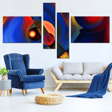 Load image into Gallery viewer, Sophisticated Modern Canvas Wall Art Colorful Abstract Forms   4 Piece Multiple Canvas Abstract Circle Shapes Canvas Print In Living Room
