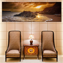 Load image into Gallery viewer, South  Devon  Canvas  Wall  Art  Leas  Foot  Sand  Beach  Wide  Canvas  Yellow  Salcombe  Sun  Beach  Rocks  Canvas  Print  Brown  Ocean  Beach  Living  Room  1  Piece  Canvas For Living Room
