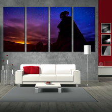 Load image into Gallery viewer, Starry Night Blue Sky Eroded Hoodoos 4 pieces canvas wall art In Your Living room
