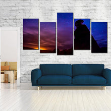 Load image into Gallery viewer, Starry Night Blue Sky Eroded Hoodoos multi panel canvas In Living Room
