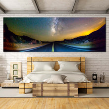 Load image into Gallery viewer, Starry  Scenery  Canvas  Print  Road  Toward  Milky  Way  Bedroom  Panoramic  Canvas  Wall  Art In Bedroom
