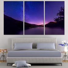 Load image into Gallery viewer, Starry Sky Canvas Wall Art Black Galaxy Mountain  3 Piece Canvas Print Milky Way Blue Starry Night Canvas Set For Bedroom
